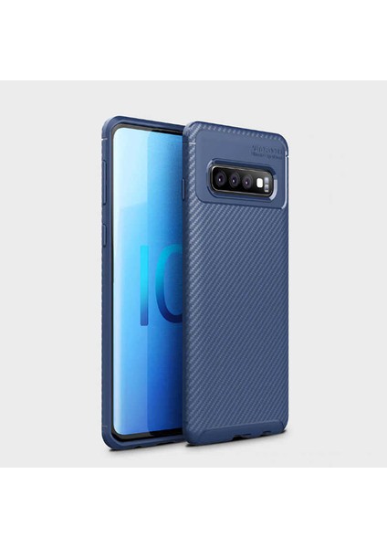 Samsung Galaxy S10 Plus Kılıf Lacivert Karbon Silikon Orijinal Esnek Ince Geliştirilmiş Dayanıklı Darbe Karşıtı Koruyucu Yeni Nesil Tasarım (Samsung Galaxy S10 Plus, Lacivert)