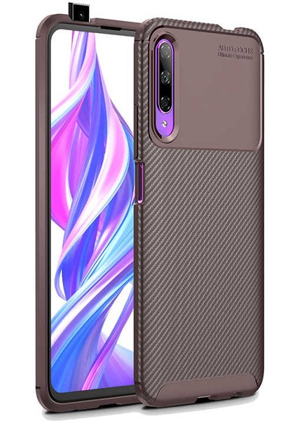 Huawei P Smart Pro 2019 Kılıf Kahverengi Karbon Silikon Orijinal Esnek Ince Geliştirilmiş Dayanıklı Darbe Karşıtı Koruyucu Yeni Nesil Tasarım (Huawei P Smart Pro 2019, Kahverengi)