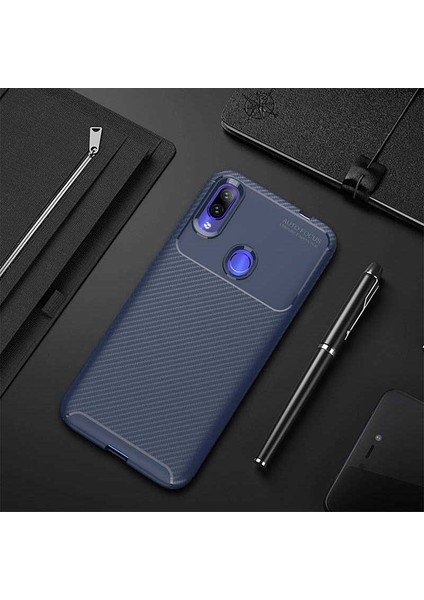 Xiaomi Redmi Note 7 Kılıf Lacivert Karbon Silikon Orijinal Esnek Ince Geliştirilmiş Dayanıklı Darbe Karşıtı Koruyucu Yeni Nesil Tasarım (Xiaomi Redmi Note 7, Lacivert)