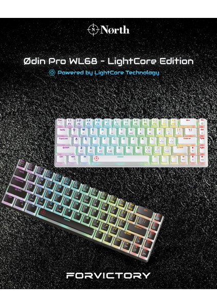 Odin Pro WL68 Lightcore Kablosuz Bluetooth Rgb Red Switch Türkçe Beyaz Mekanik Gaming Klavye