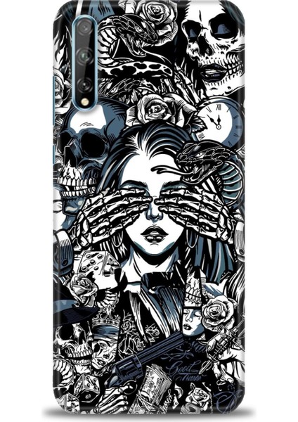 Huawei P Smart S Kılıf Hd Baskılı Kılıf + Seramik Tam Kaplayan Ekran Koruyucu 352