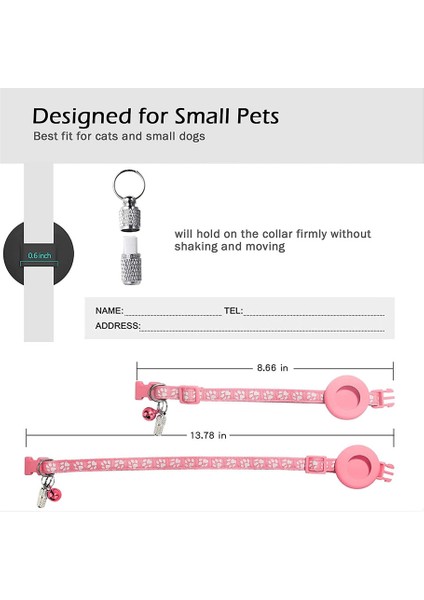 Airtag Kedi Tasmaları Için, Koparılabilir Kedi Tasması Tutucu, Pembe (Yurt Dışından)