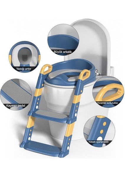 Çocuk Tuvalet Merdiveni Bebek Yardımcı Merdiven Katlanabilir Tuvalet Halkası (Pvc Ped) (Yurt Dışından) fırsatları