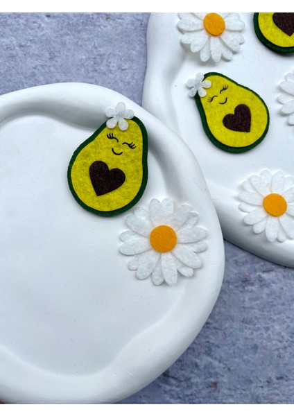 Avokado ve Çiçek 2'li Saçsız Bebek Tokası