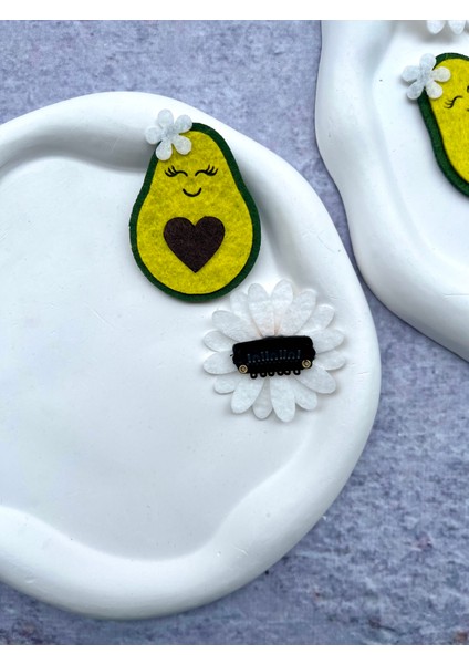 Avokado ve Çiçek 2'li Saçsız Bebek Tokası modelleri