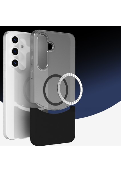 Galaxy S25 Kılıf M-Safe Şarj Özellikli Mıknatıslı Bbs Duble Kapak - Siyah