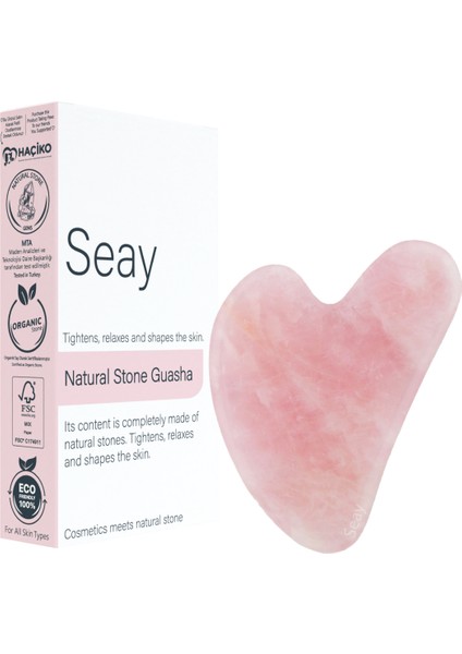 Pembe Kuvars Taşı Gua Sha Yüz Masaj Aleti Değerli Doğal Taş Sertifikalı