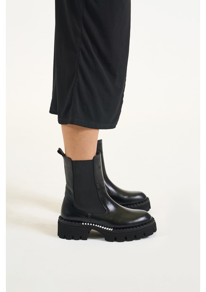 Andrea Siyah Hakiki Deri Kadın Bot fiyatları