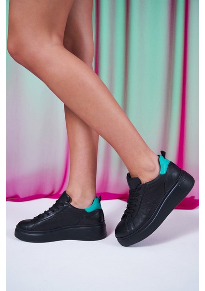 Josh Siyah Hakiki Deri Kadın Sneakers