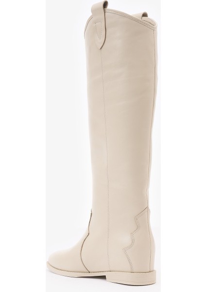 Kora Krem Deri Kadın Gizli Topuk Çizme modelleri