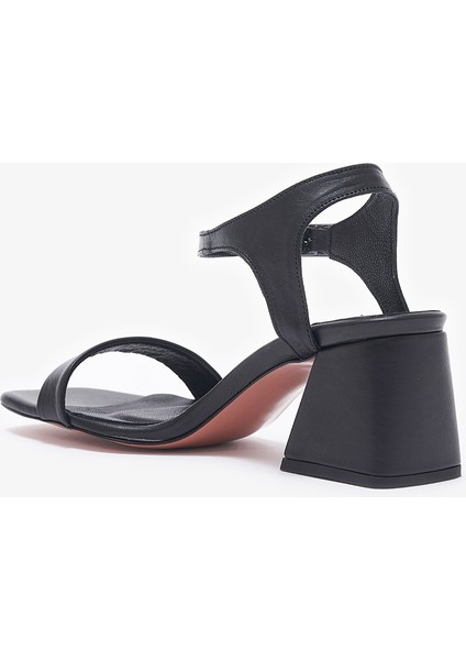 Elly Siyah Hakiki Deri Kadın Topuklu Ayakkabı modelleri