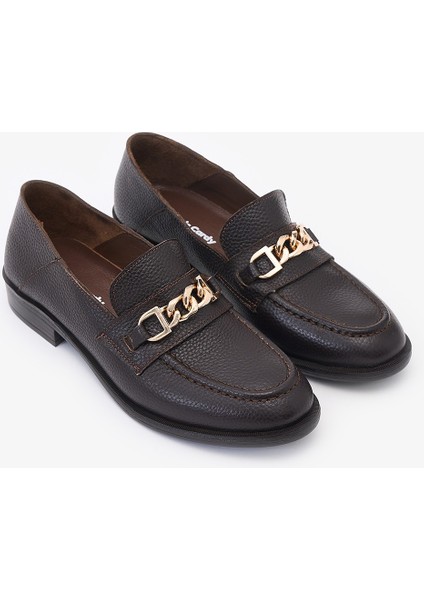 Danica Kahverengi Hakiki Deri Kadın Loafer fırsatları