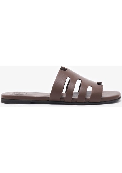 Cayla Kahverengi Hakiki Deri Kadın Terlik