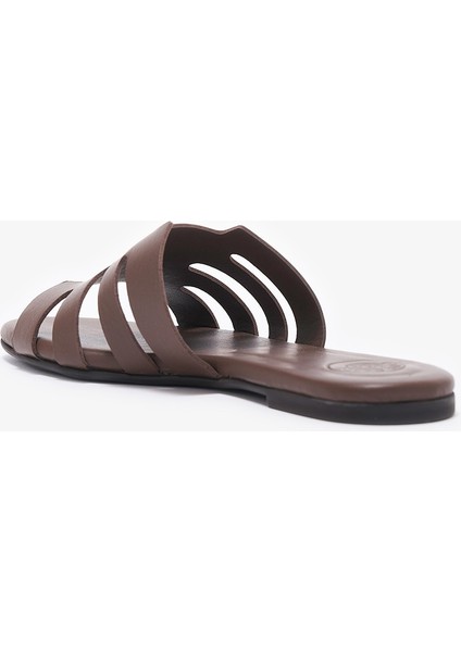 Cayla Kahverengi Hakiki Deri Kadın Terlik modelleri