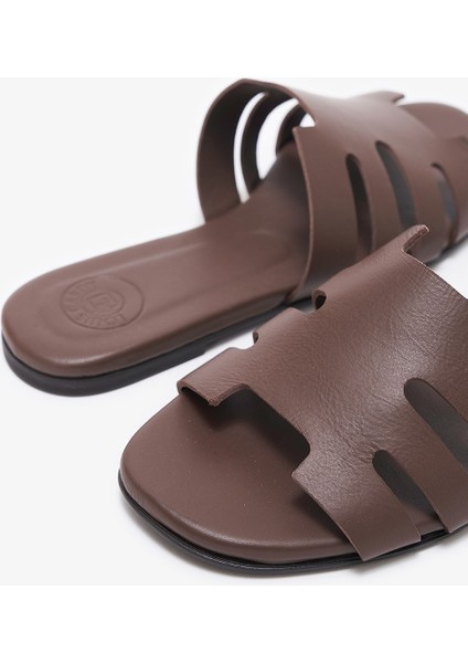 Cayla Kahverengi Hakiki Deri Kadın Terlik indirimleri