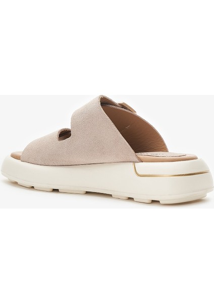 Timado Bej Hakiki Deri Kadın Terlik modelleri