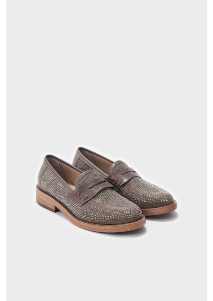 Nella Vizon Hakiki Deri Kadın Taş Detaylı Ayakkabı fırsatları