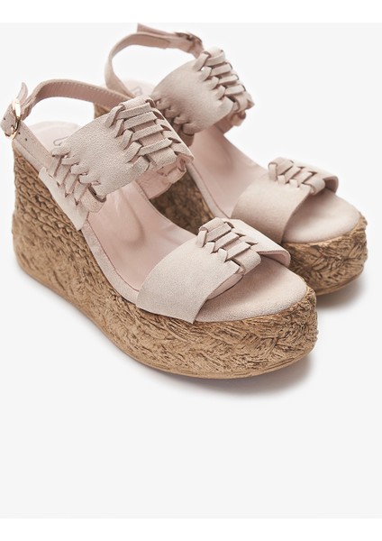 Renee Bej Hakiki Deri Kadın Dolgu Topuk Sandalet fırsatları