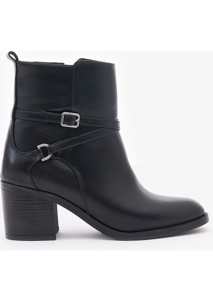Anais Siyah Hakiki Deri Kadın Topuklu Bot