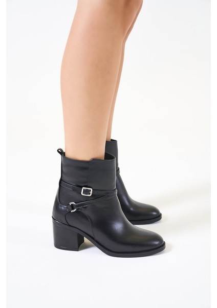 Anais Siyah Hakiki Deri Kadın Topuklu Bot fiyatları