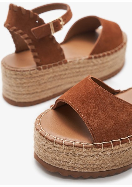 Calas Taba Hakiki Deri Kadın Espadril Sandalet indirimleri