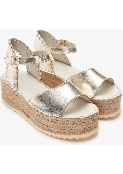 Calas Dore Hakiki Deri Kadın Espadril Sandalet