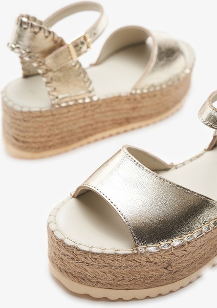 Calas Dore Hakiki Deri Kadın Espadril Sandalet