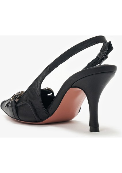 Draco Siyah Hakiki Deri Kadın Topuklu Ayakkabı modelleri