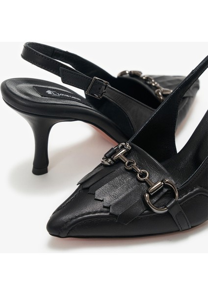 Draco Siyah Hakiki Deri Kadın Topuklu Ayakkabı indirimleri