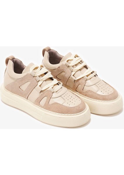 Tortuga Krem Hakiki Deri kadın Sneakers