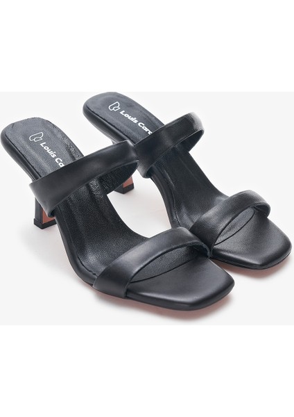 Valira Siyah Hakiki Deri Kadın Topuklu Terlik fırsatları