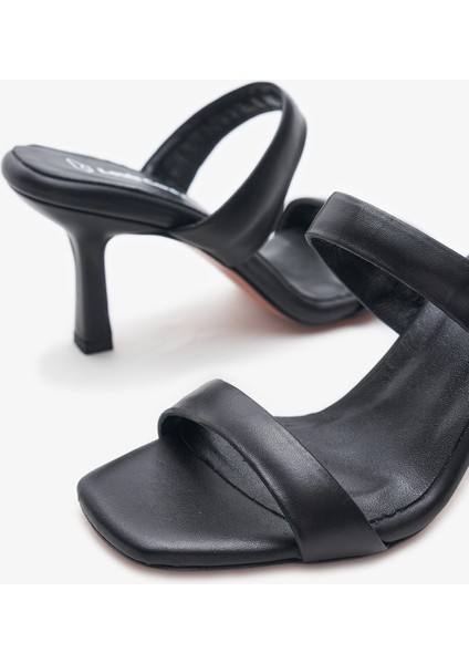Valira Siyah Hakiki Deri Kadın Topuklu Terlik indirimleri