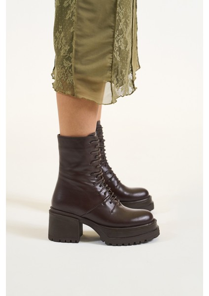 Phoebe Kahverengi Hakiki Deri Kadın Bot fiyatları