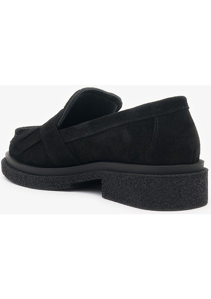 Livia Siyah Süet Deri Kadın Loafer modelleri