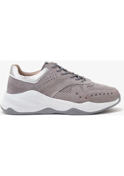 Nixus Gri Hakiki Deri Kadın Sneakers
