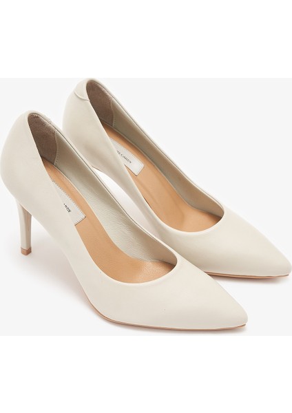 Gala Bej Hakiki Deri Kadın Topuklu Ayakkabı fırsatları