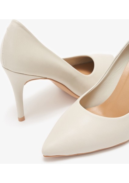 Gala Bej Hakiki Deri Kadın Topuklu Ayakkabı indirimleri