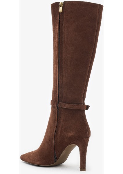 June Kahverengi Hakiki Deri Kadın Topuklu Çizme modelleri