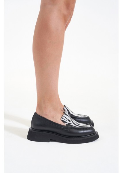 Josie Zebra Hakiki Deri Kadın Loafer