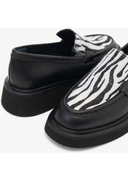 Josie Zebra Hakiki Deri Kadın Loafer