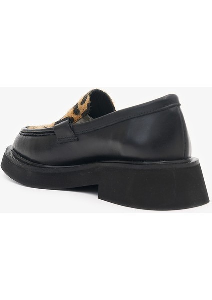 Josie Leopar Hakiki Deri Kadın Loafer modelleri