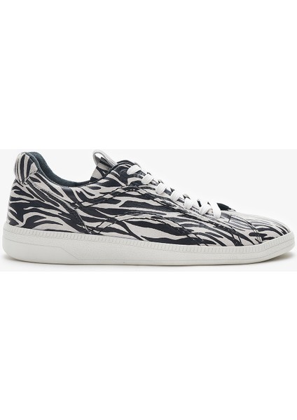 Dobby Zebra Desenli Hakiki Deri Kadın Sneakers