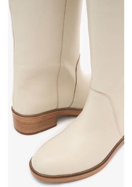 Tracy Krem Deri Kadın Diz Üstü Çizme indirimleri