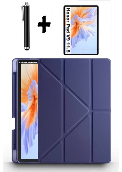 Honor Pad V9 11.5 Inç Uyumlu Kılıf Kalem Bölmeli Standlı Kılıf + Ekran Koruyucu + Kalem 3'lü Set