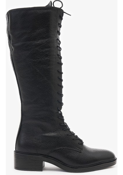 Melos Siyah Hakiki Deri Kadın Çizme