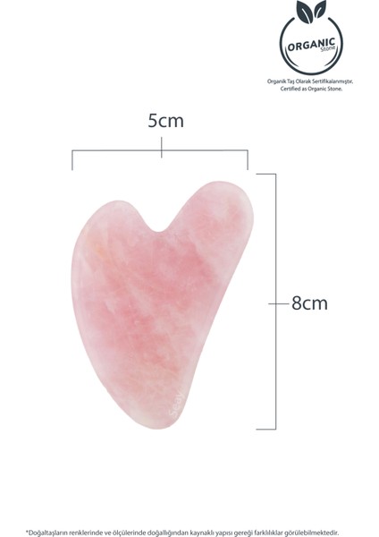 Pembe Kuvars Taşı Gua Sha Yüz Masaj Aleti Değerli Doğal Taş Sertifikalı