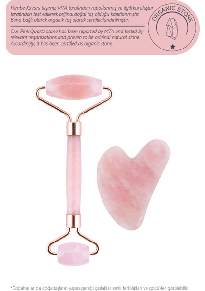 Pembe Kuvars Face Roller Ve Kalp Gua Sha Yüz Masaj Aleti Seti Değerli Doğaltaş Sertifikalı