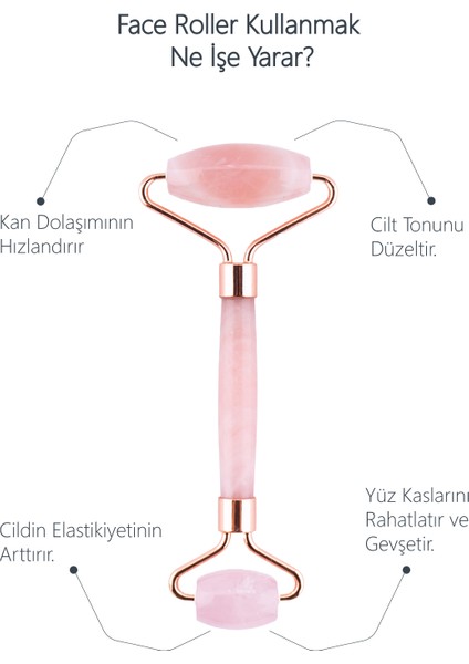 Pembe Kuvars Face Roller Ve Kalp Gua Sha Yüz Masaj Aleti Seti Değerli Doğaltaş Sertifikalı