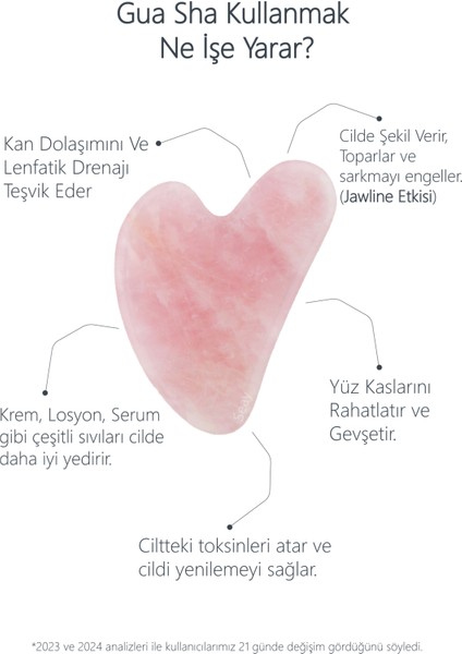 Pembe Kuvars Face Roller Ve Kalp Gua Sha Yüz Masaj Aleti Seti Değerli Doğaltaş Sertifikalı