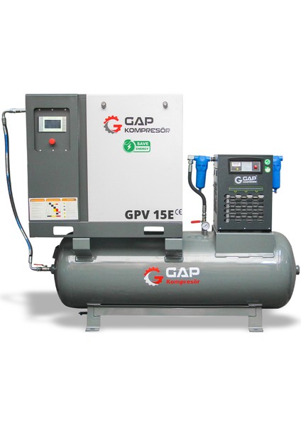 Hava Kompresörü Depo Üstü Invertörlü Vidalı 15HP 500LT GPV15E